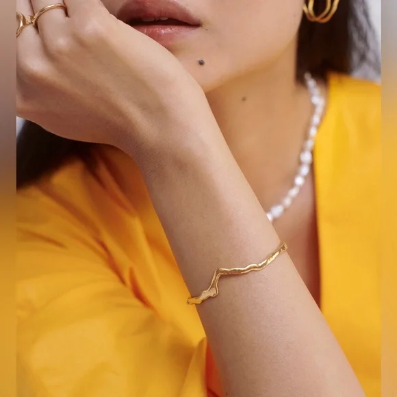 MONICA VINADER Amy Powney Wishbone Bangle 18k Gold Vermeil, Small, $298